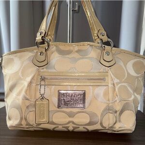 Coach Poppy Beige Signature Tote Bag